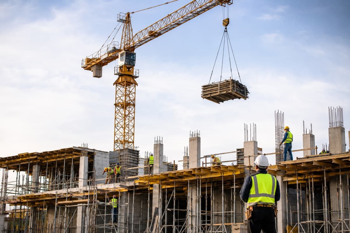 Cantiere edile con gru: controllo di gestione per ogni settore dell'edilizia